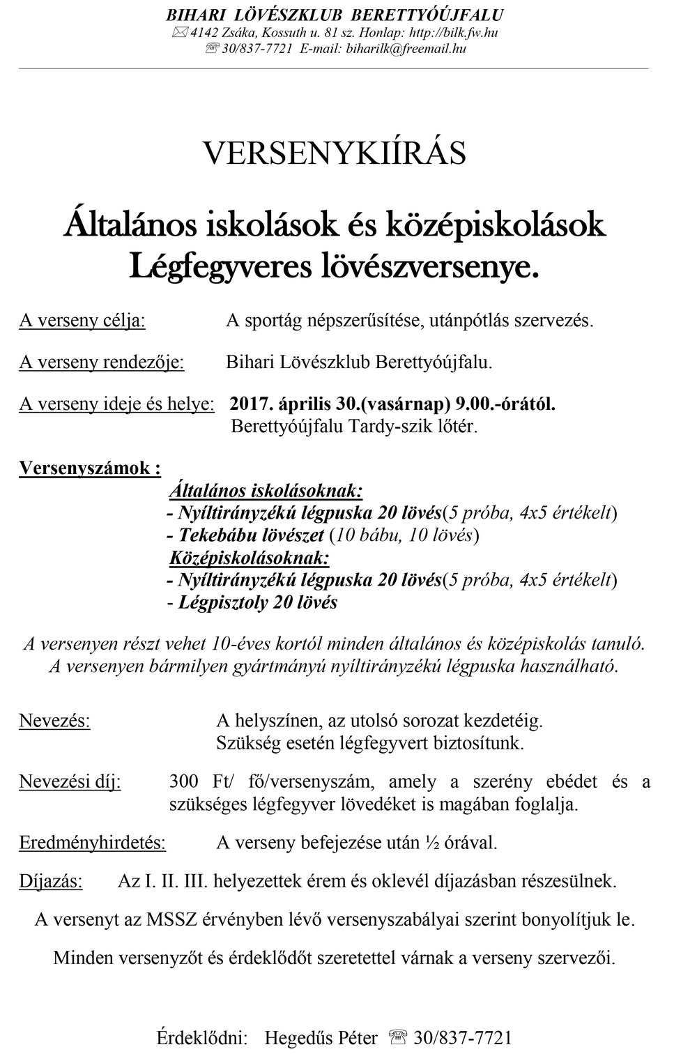 Légpuska iskolásoknak 2017