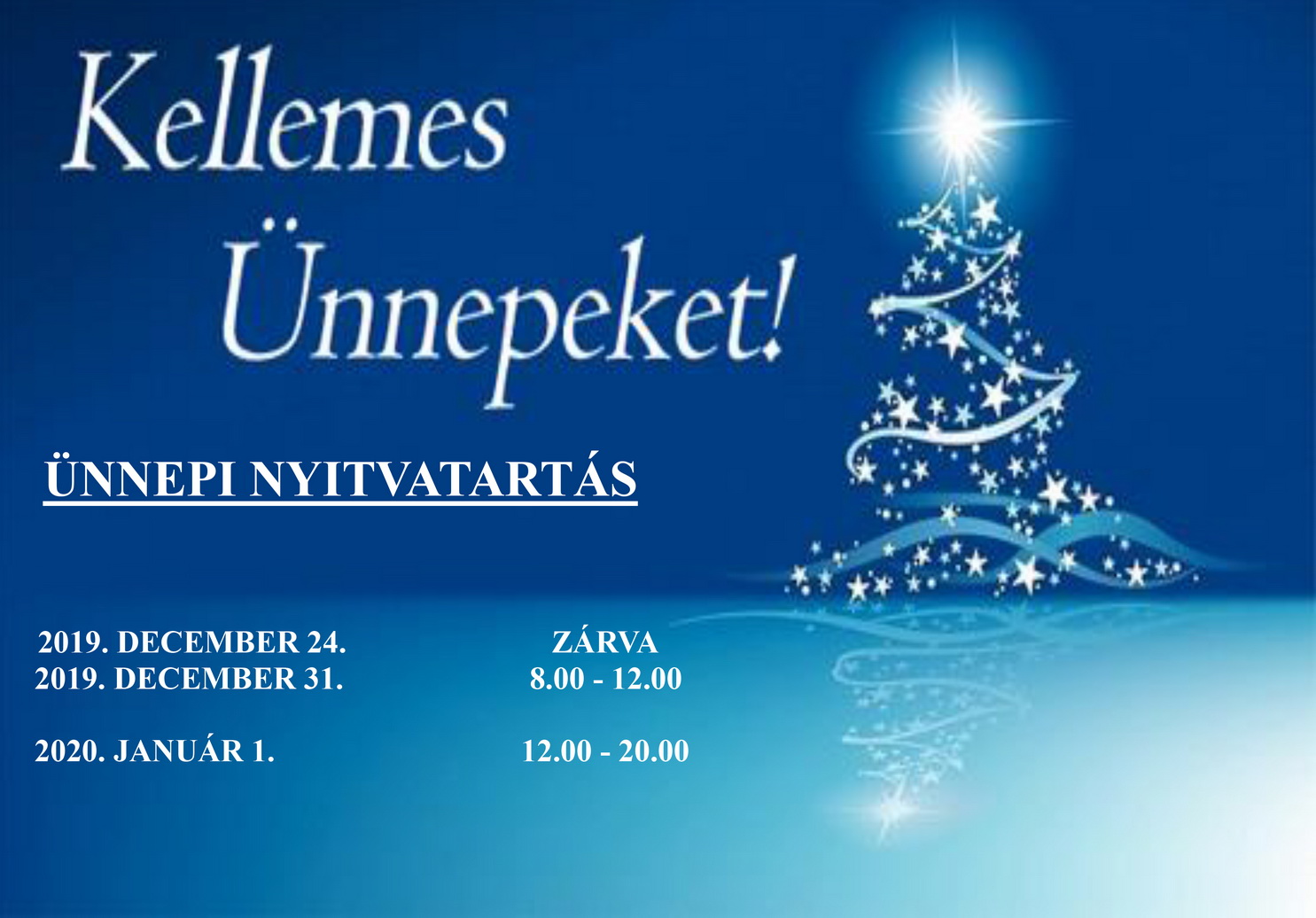 ÜNNEPI NYITVATARTÁS